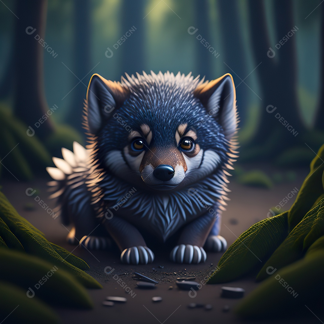 Imagem realista de Lobo pequeno e fofo