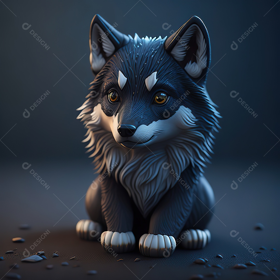 Imagem realista de Lobo pequeno e fofo