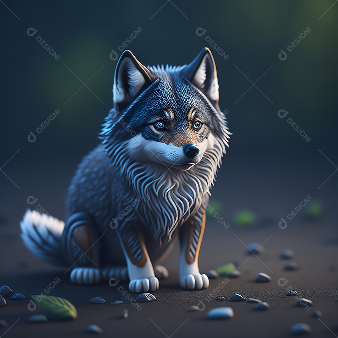 Imagem realista de Lobo pequeno e fofo
