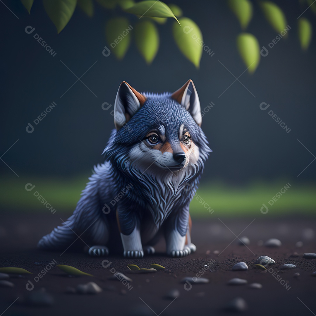 Imagem realista de Lobo pequeno e fofo