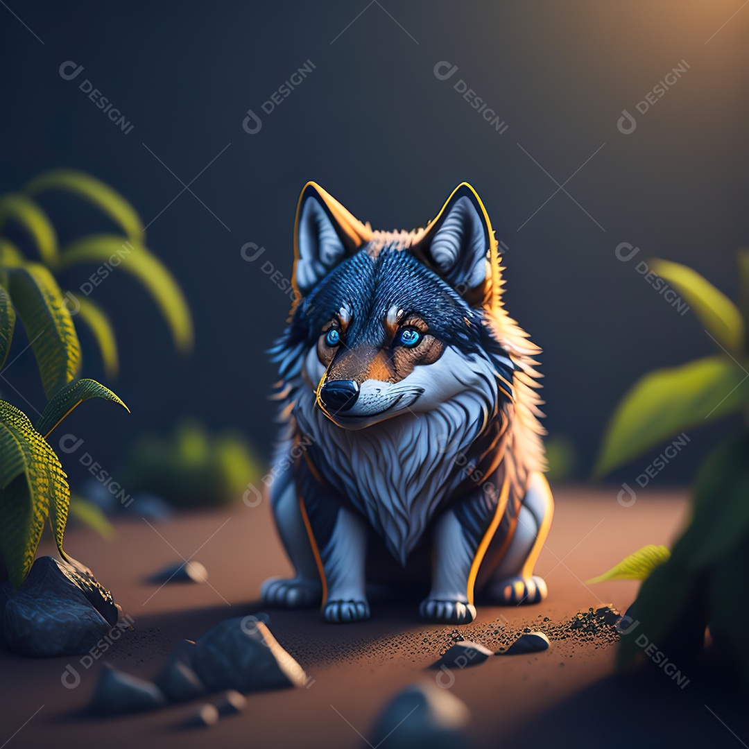 Imagem realista de Lobo pequeno e fofo