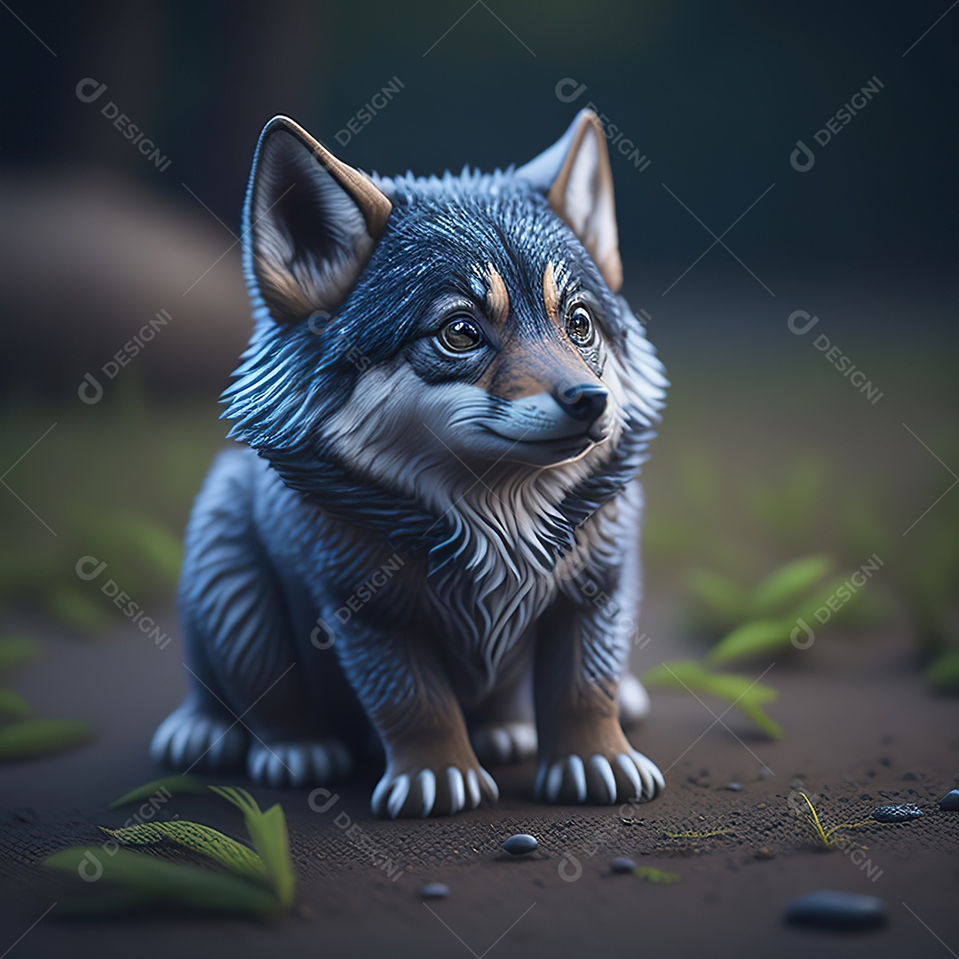 Imagem realista de Lobo pequeno e fofo