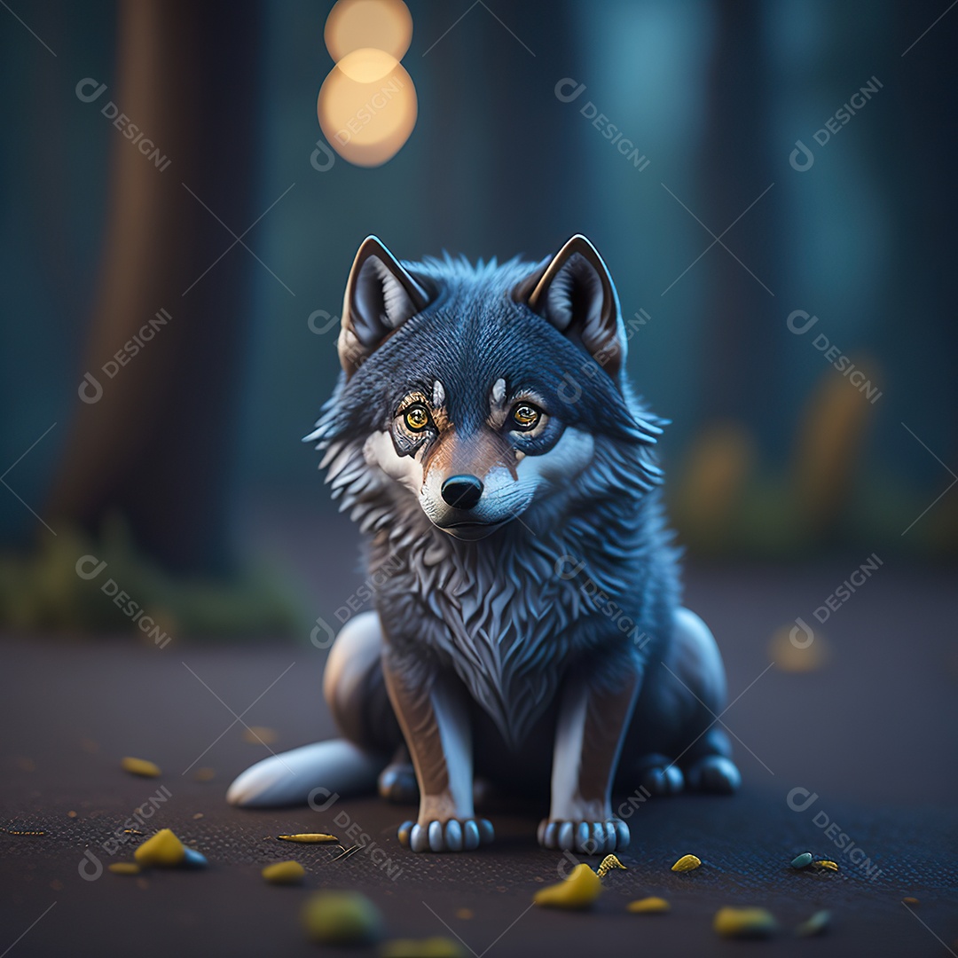 Imagem realista de Lobo pequeno e fofo