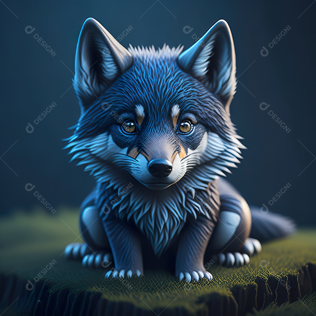 Imagem realista de Lobo pequeno e fofo