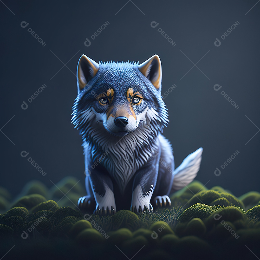 Imagem realista de Lobo pequeno e fofo