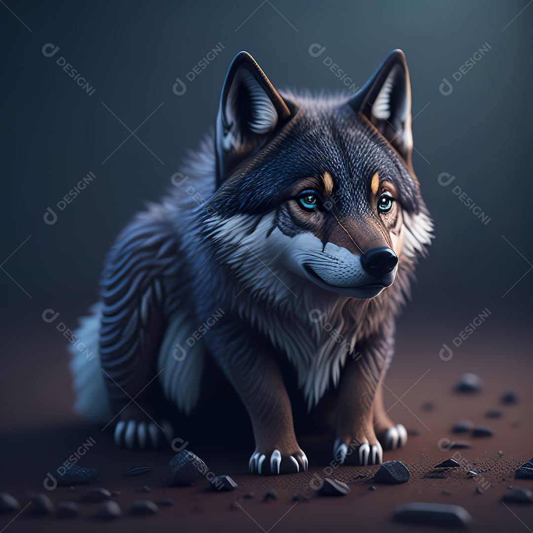 Imagem realista de Lobo pequeno e fofo