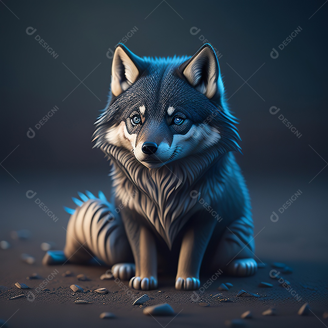 Imagem realista de Lobo pequeno e fofo