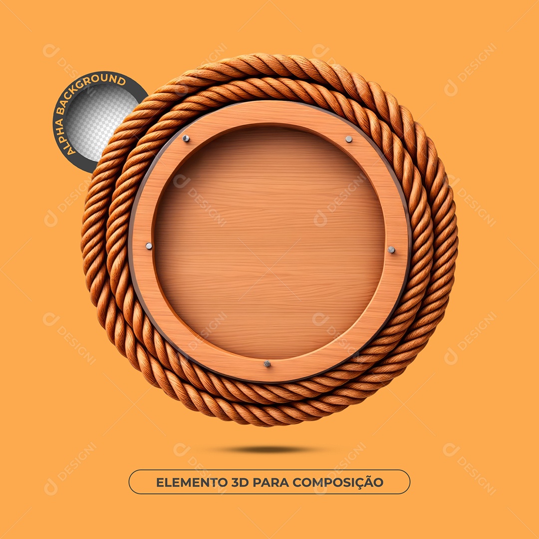 Painel de Madeira Elemento 3D Para Composição PSD