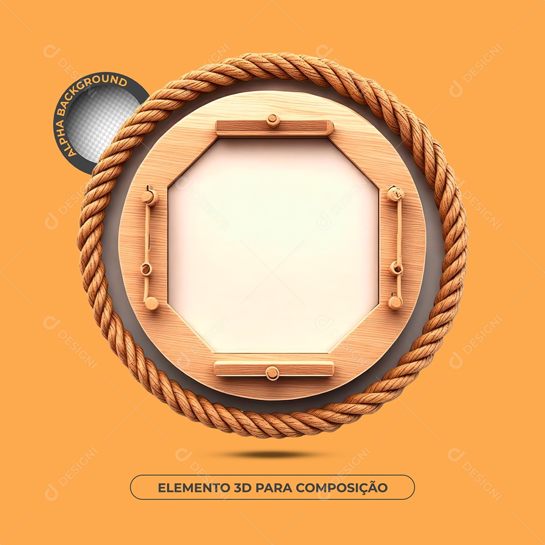 Painel de Madeira Elemento 3D Para Composição PSD