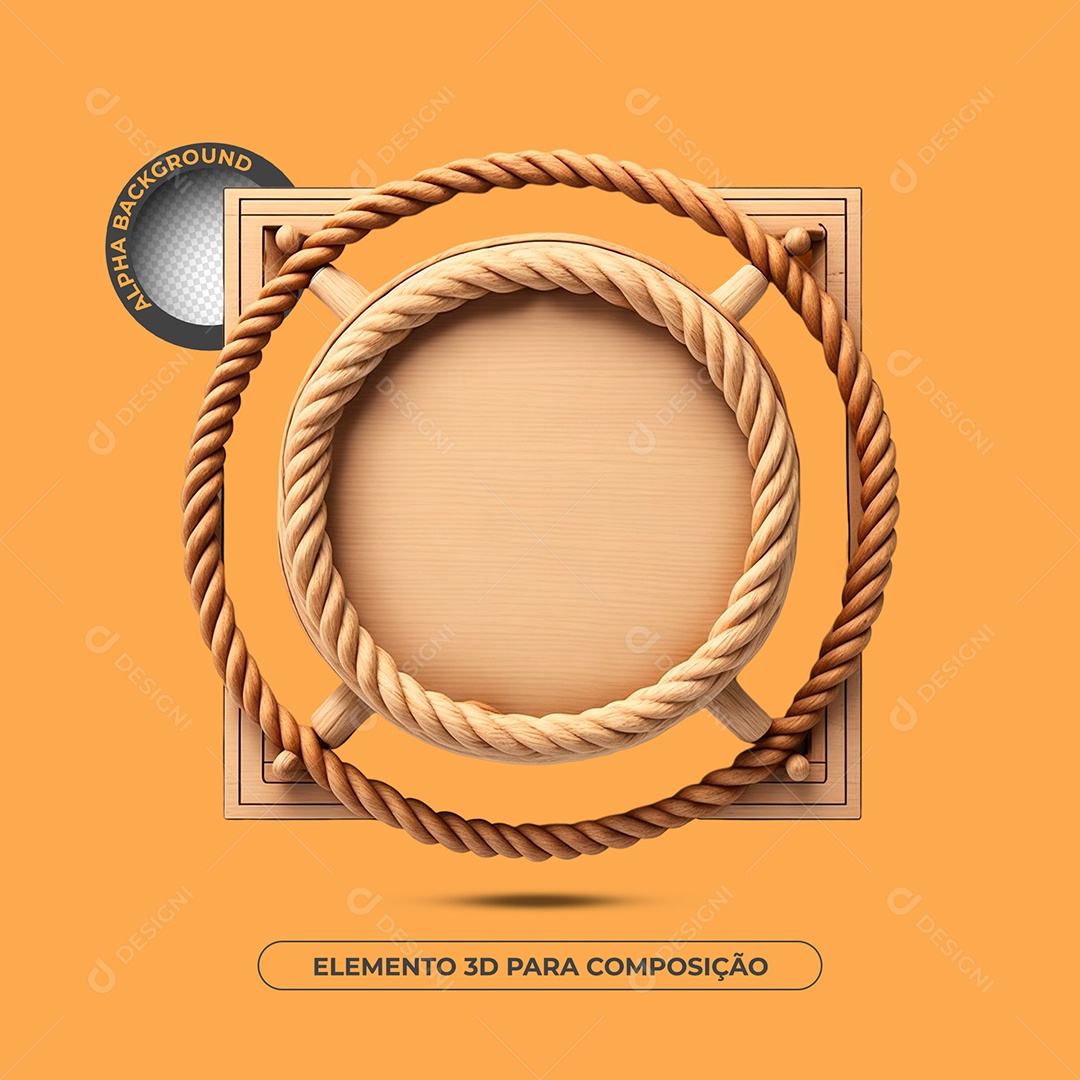 Painel de Madeira Elemento 3D Para Composição PSD