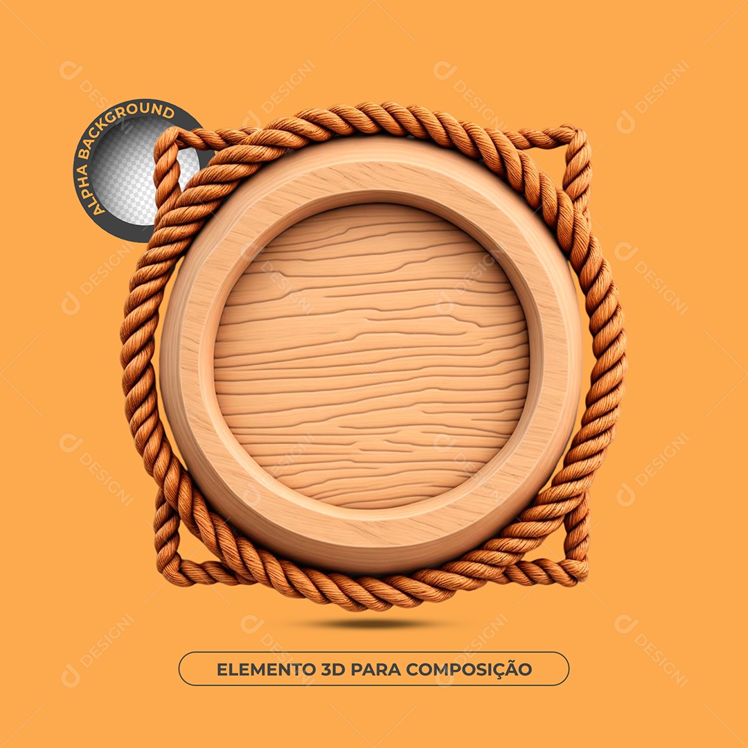 Painel de Madeira Elemento 3D Para Composição PSD