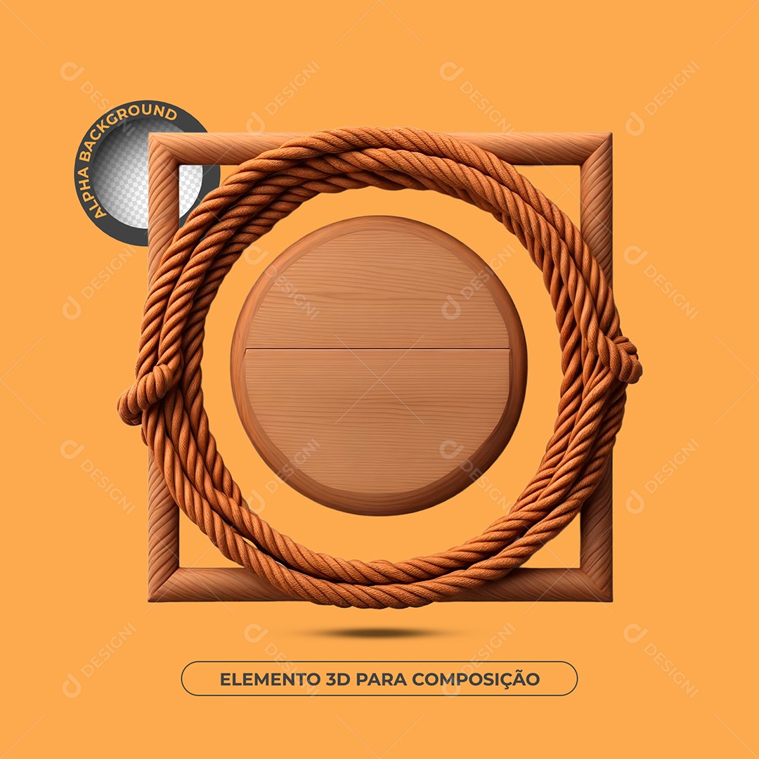 Painel de Madeira Elemento 3D Para Composição PSD