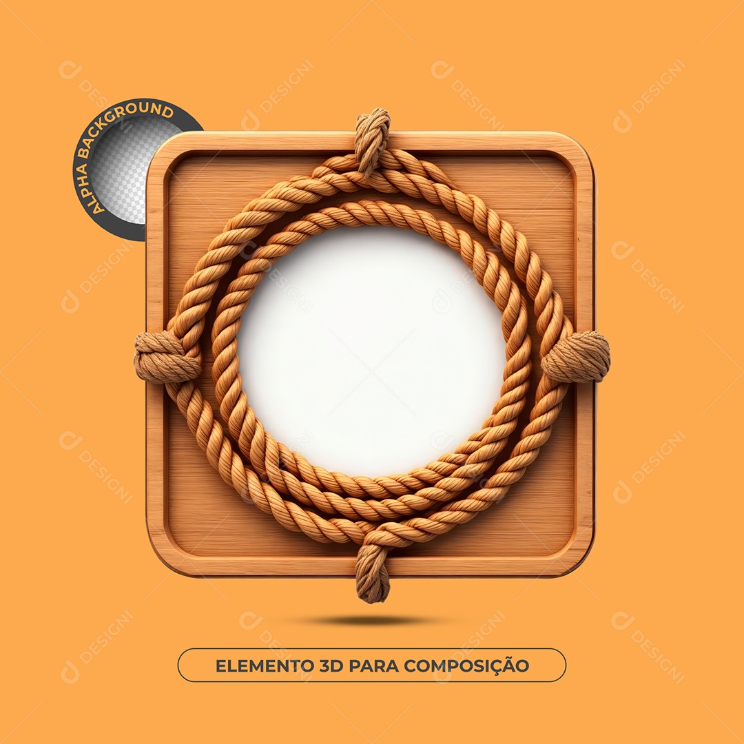 Painel de Madeira Elemento 3D Para Composição PSD