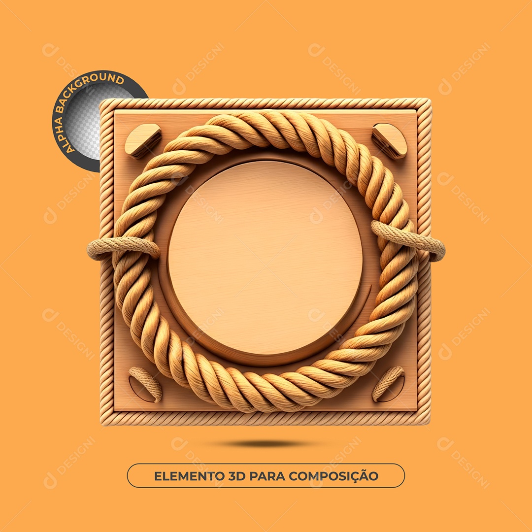 Painel de Madeira Quadrada Elemento 3D Para Composição PSD