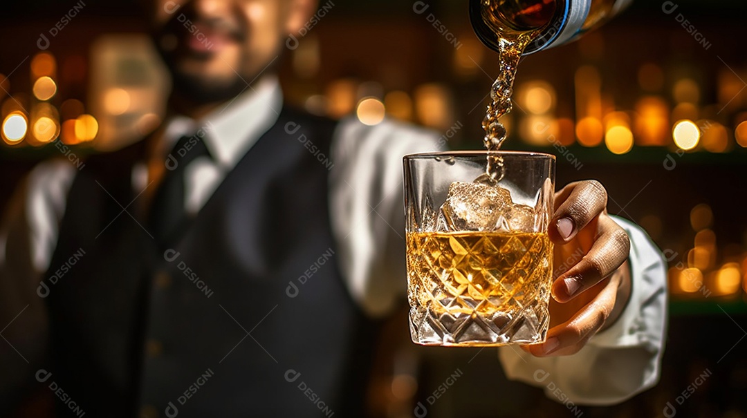 Homem segurando copo de bebida alcoólica