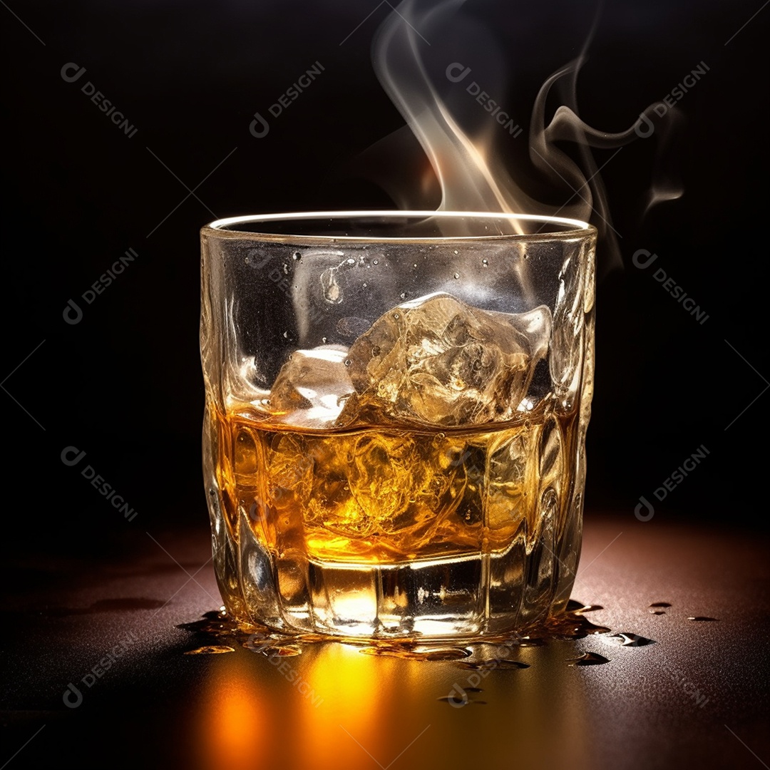 Copo de bebida alcoólica em mesa do bar