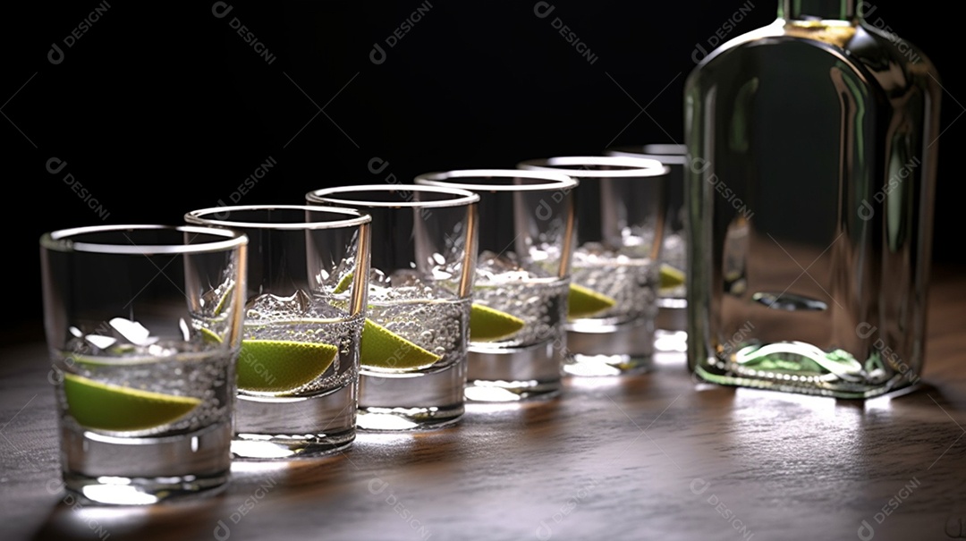 Copos de bebidas sobre a mesa do bar