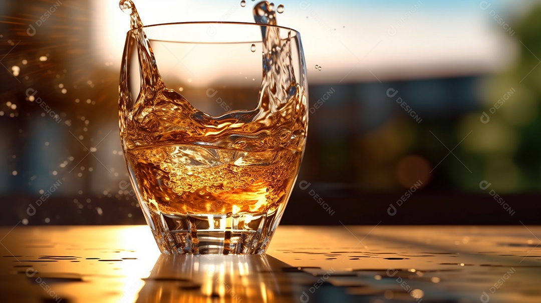 Copos de bebidas sobre a mesa do bar