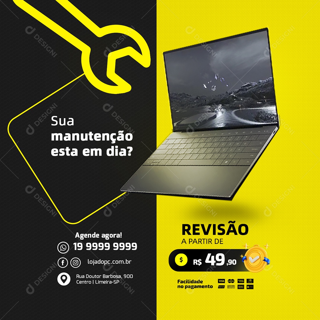 Sua Manutenção Esta Em Dia Revisão A Partir De 49,90 Loja De Informática Social Media PSD Editável