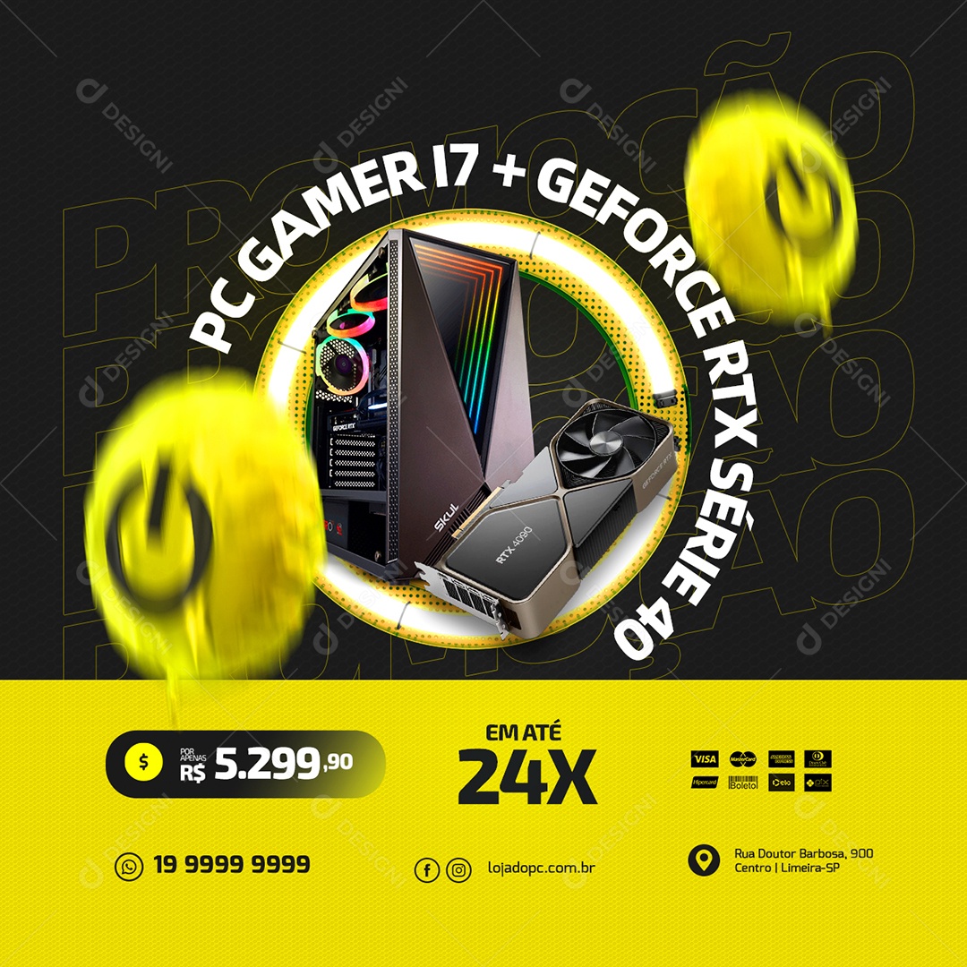 PC Gamer I7 + Geforce RTX Série 40 Loja De Informática Social Media PSD Editável