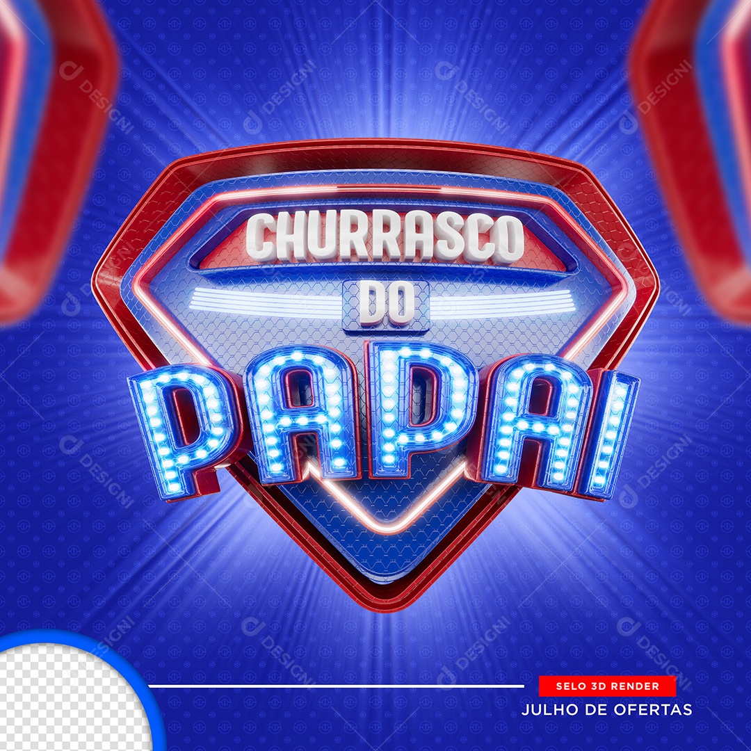 Selo 3D Churrasco Do Papai Junho De Ofertas Para Composição PSD