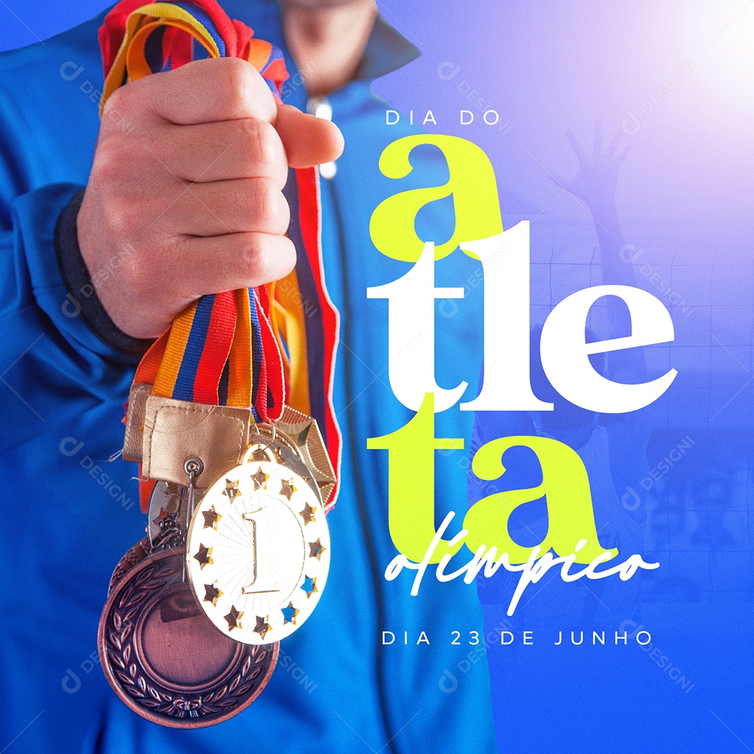 Dia do Atleta Olímpico Dia 23 de Junho Social Media PSD Editável