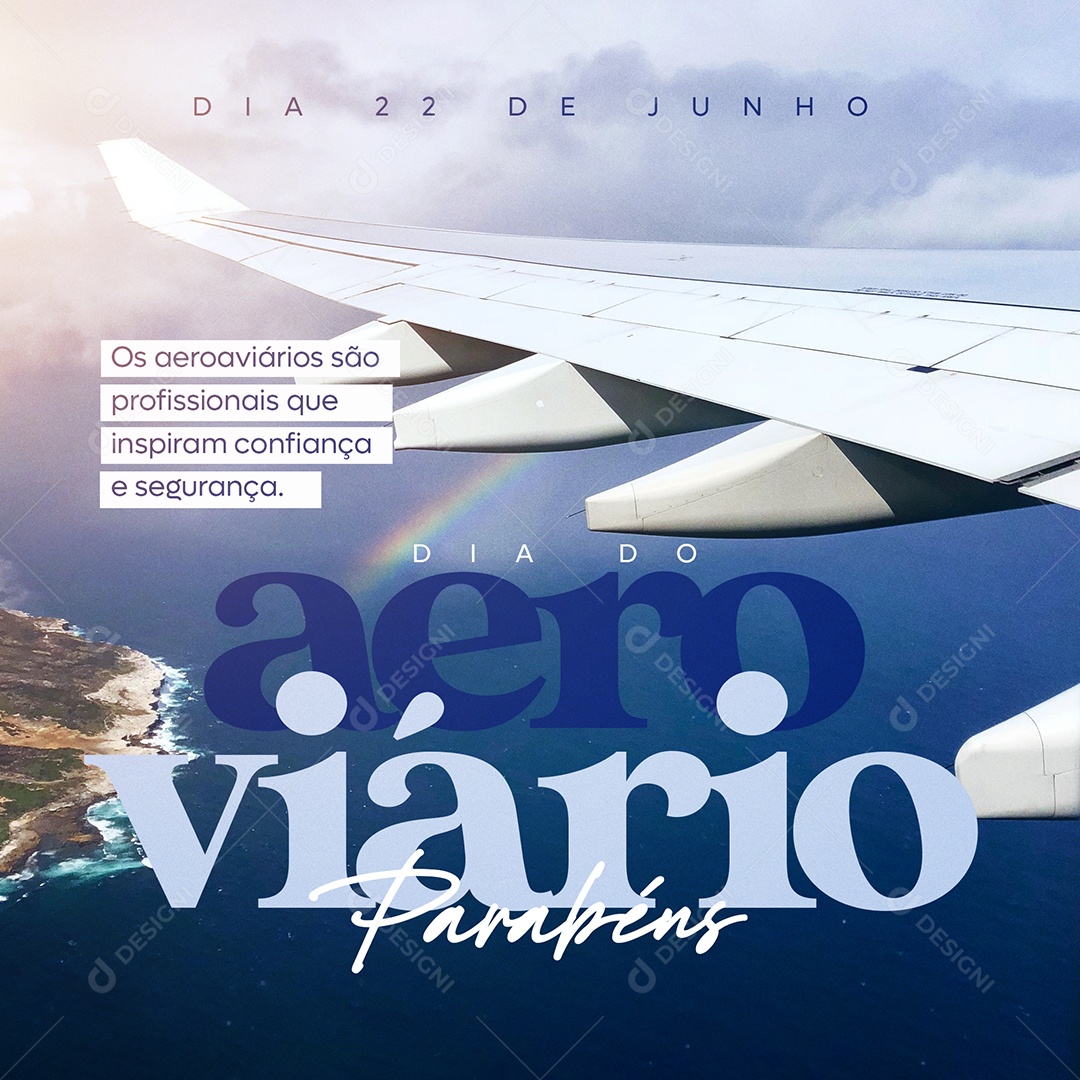 Dia 22 de Junho Dia do Aeroviário Social Media PSD Editável