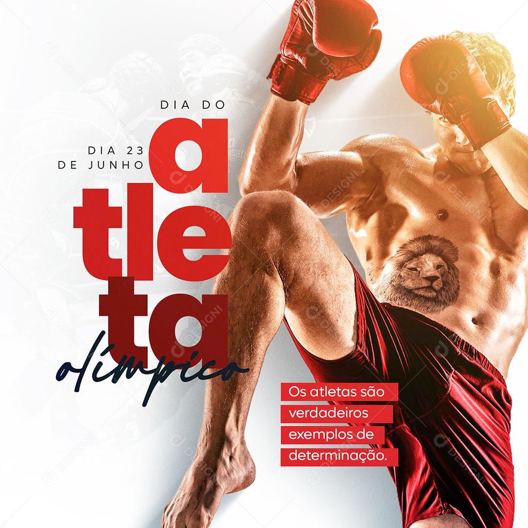Dia do Atleta Olímpico Dia 23 de Junho Social Media PSD Editável