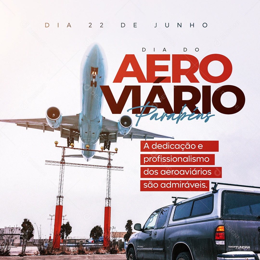 Post Feed Dia 22 de Junho Dia do Aeroviário Social Media PSD Editável