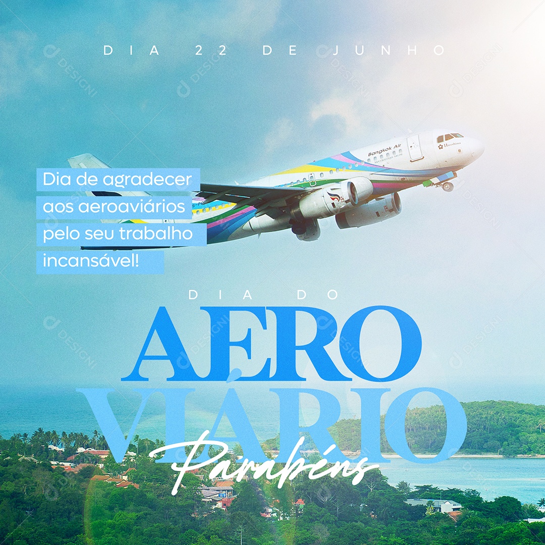 Dia 22 de Junho Dia do Aeroviário Social Media PSD Editável