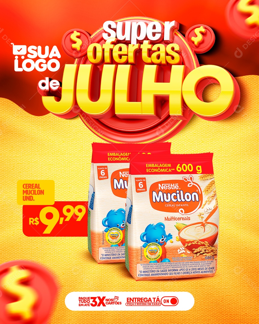Social Media Story Super Ofertas Julho Cereal Mucilon PSD Editável