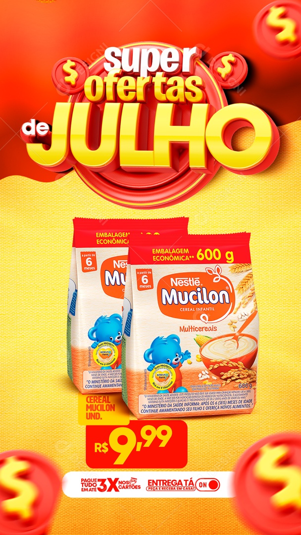 Social Media Story Super Ofertas Julho Cereal Mucilon PSD Editável