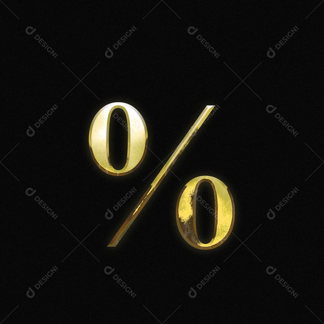 Efeito De Texto Símbolo De Porcentagem Fonte De Ouro PSD Editável