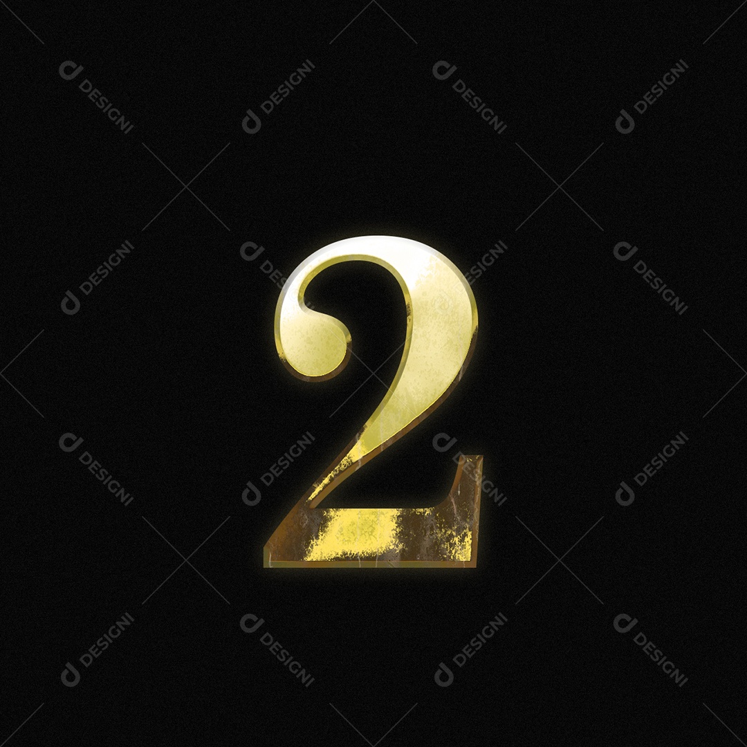 Efeito De Texto De Número 2 Fonte De Ouro Numeral PSD Editável