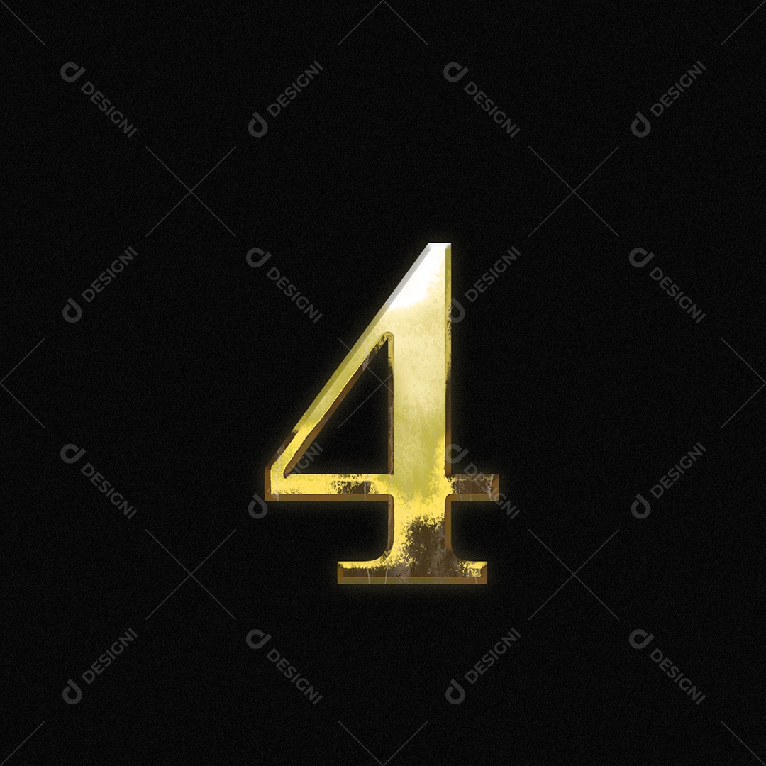 Efeito De Texto De Número 4 Fonte De Ouro Numeral PSD Editável
