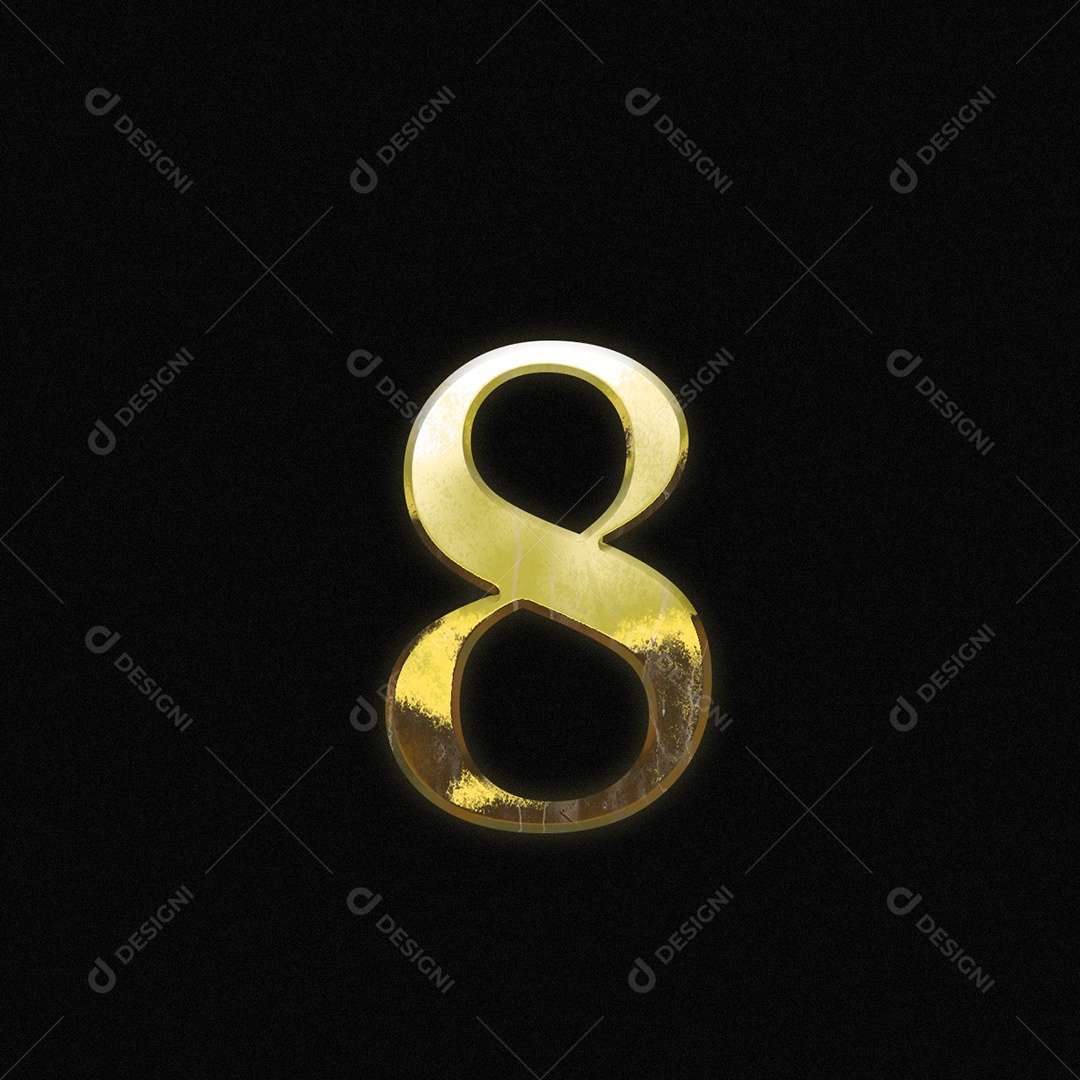 Efeito De Texto De Número 8 Fonte De Ouro Numeral PSD Editável