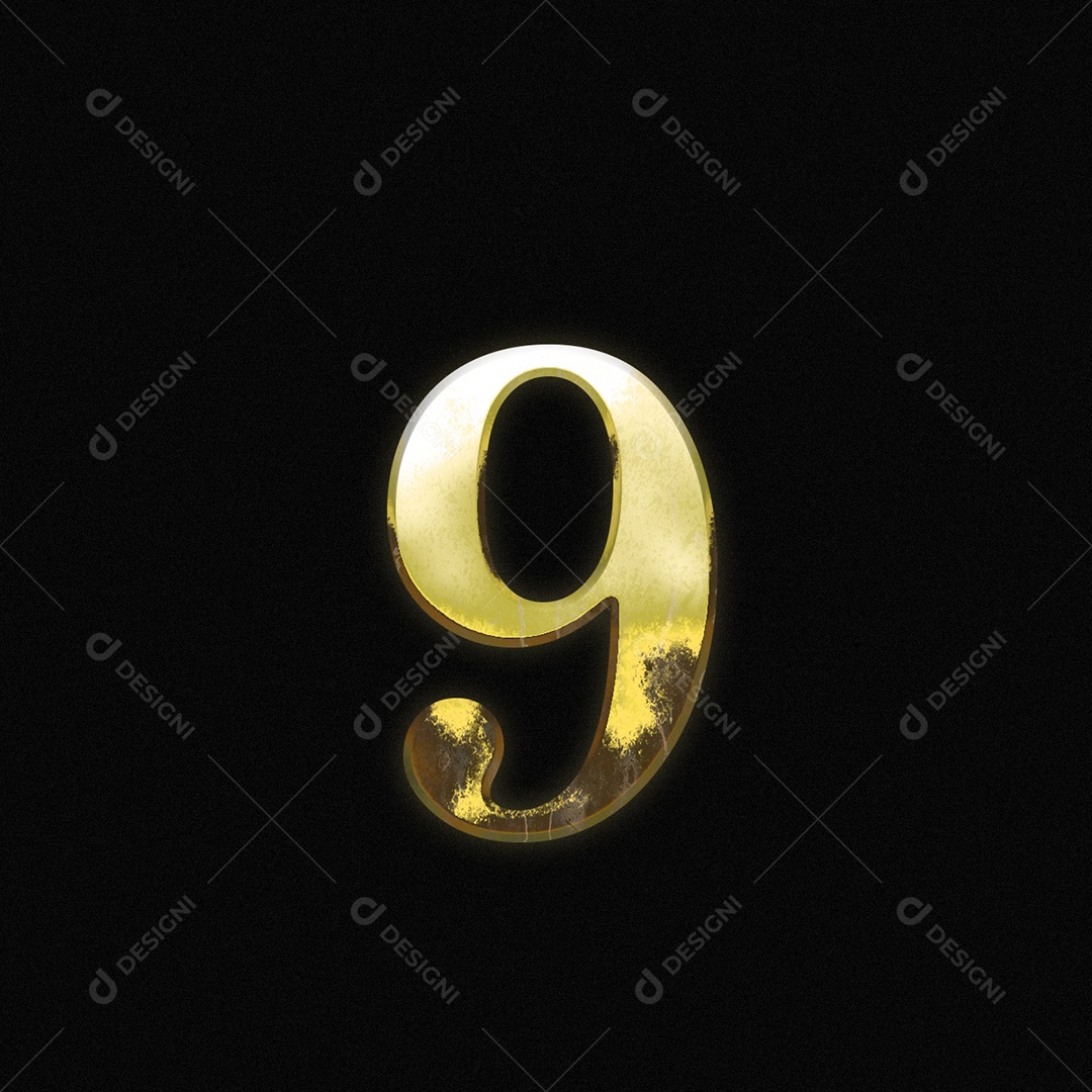 Efeito De Texto De Número 9 Fonte De Ouro Numeral PSD Editável