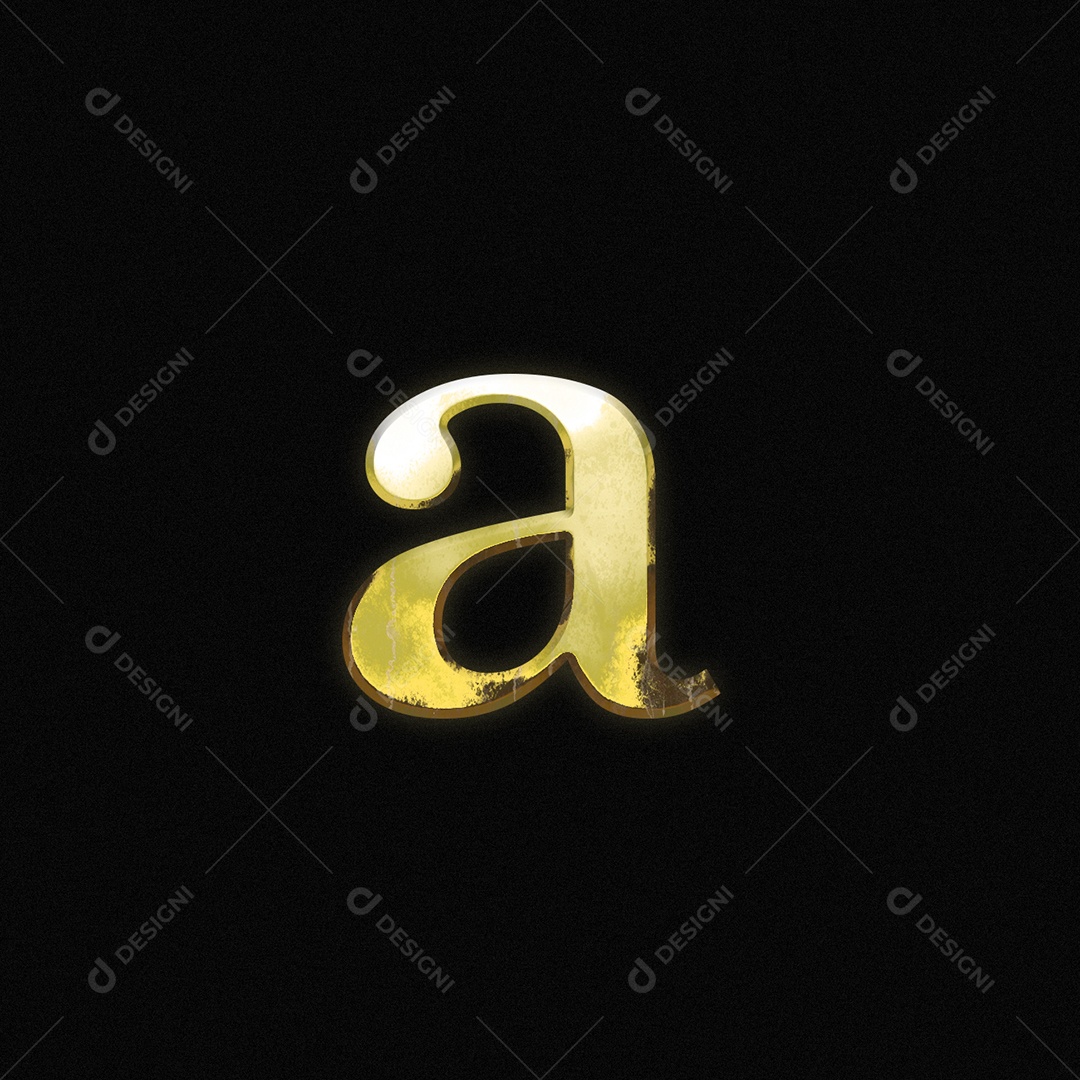 Efeito De Texto Letra a Fonte De Ouro Minúsculo Do Alfabeto PSD Editável