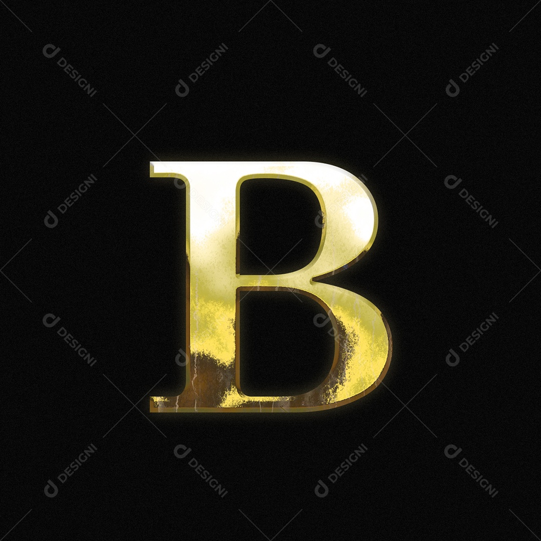 Efeito De Texto Letra B Fonte Ouro Maiúscula Do Alfabeto PSD Editável
