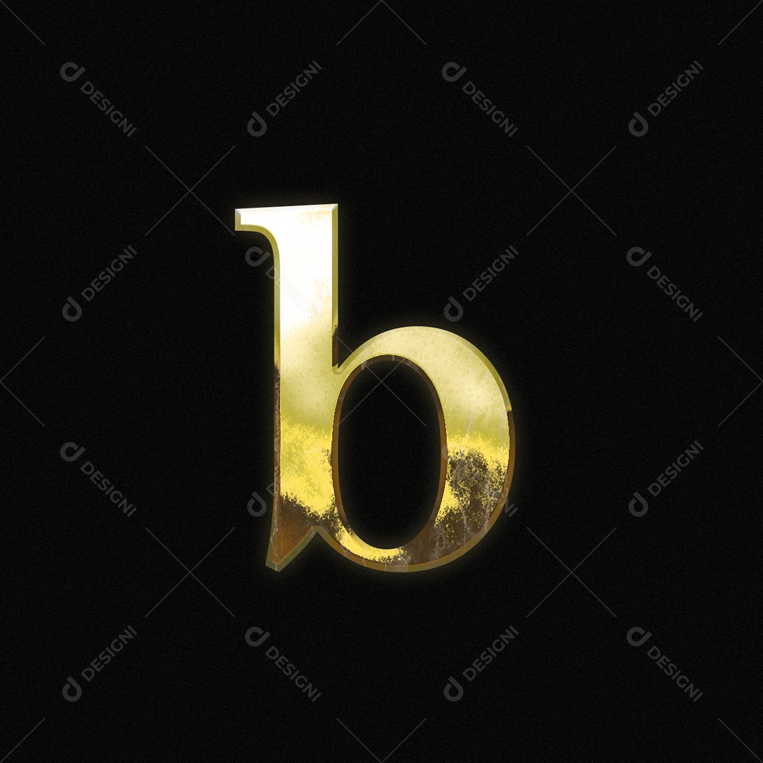 Efeito De Texto Letra b Fonte De Ouro Minúsculo Do Alfabeto PSD Editável