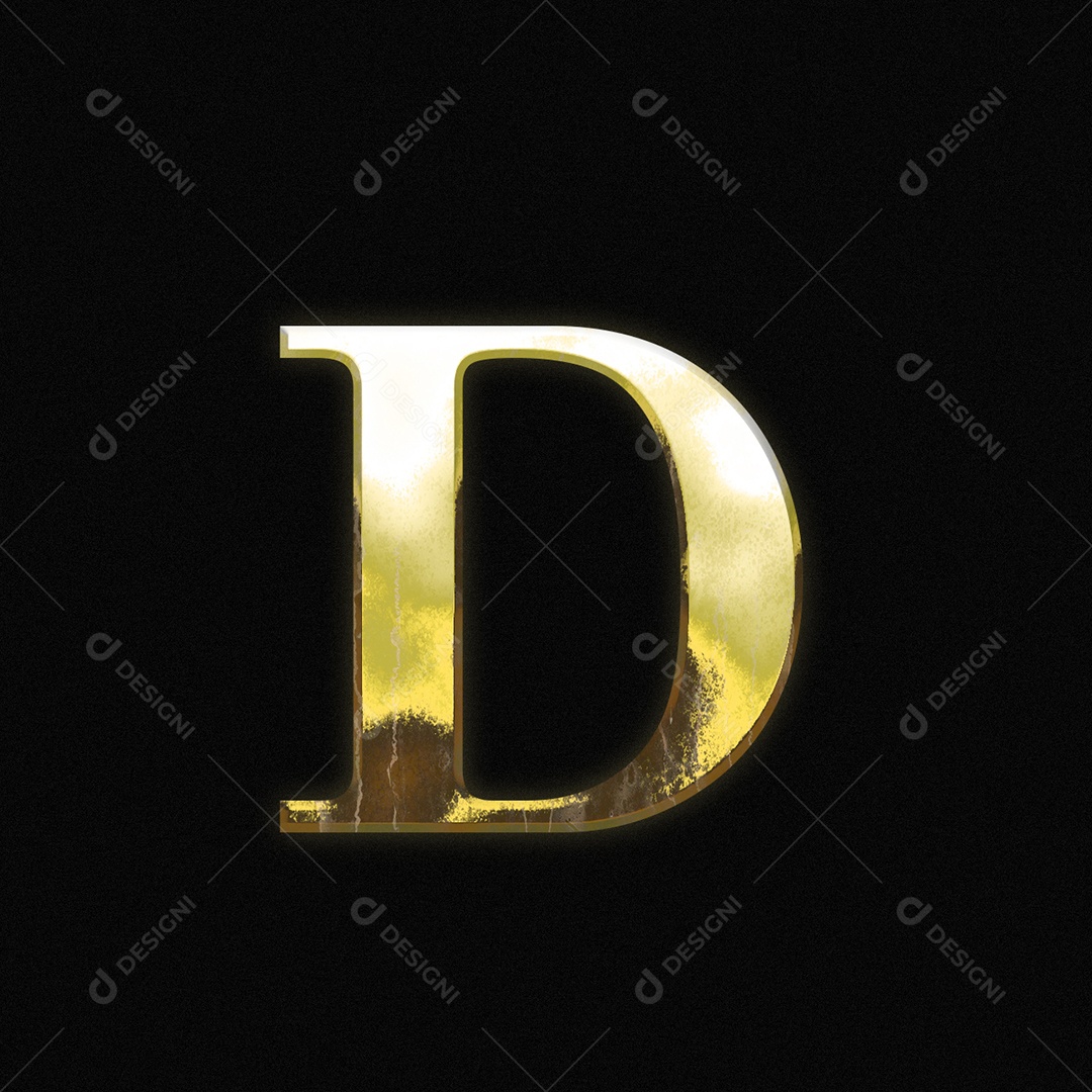 Efeito De Texto Letra D Fonte Ouro Maiúscula Do Alfabeto PSD Editável