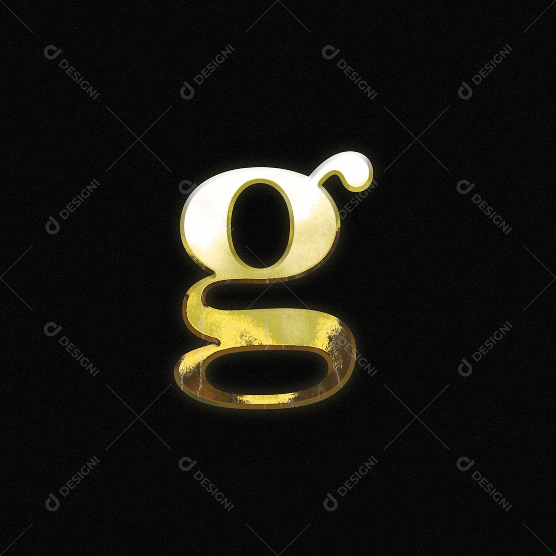 Efeito De Texto Letra g Fonte De Ouro Minúsculo Do Alfabeto PSD Editável