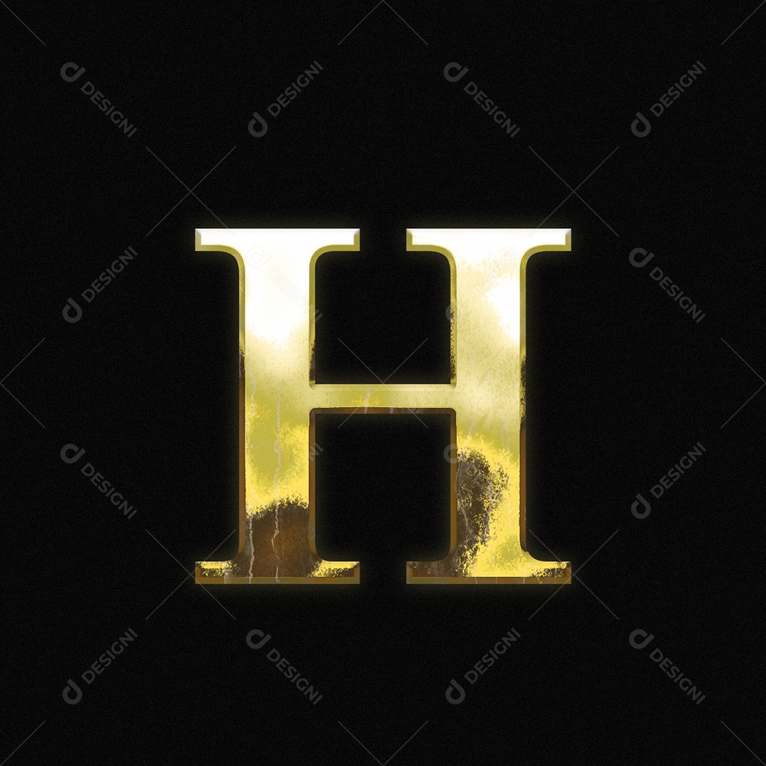 Efeito De Texto Letra H Fonte Ouro Maiúscula Do Alfabeto PSD Editável