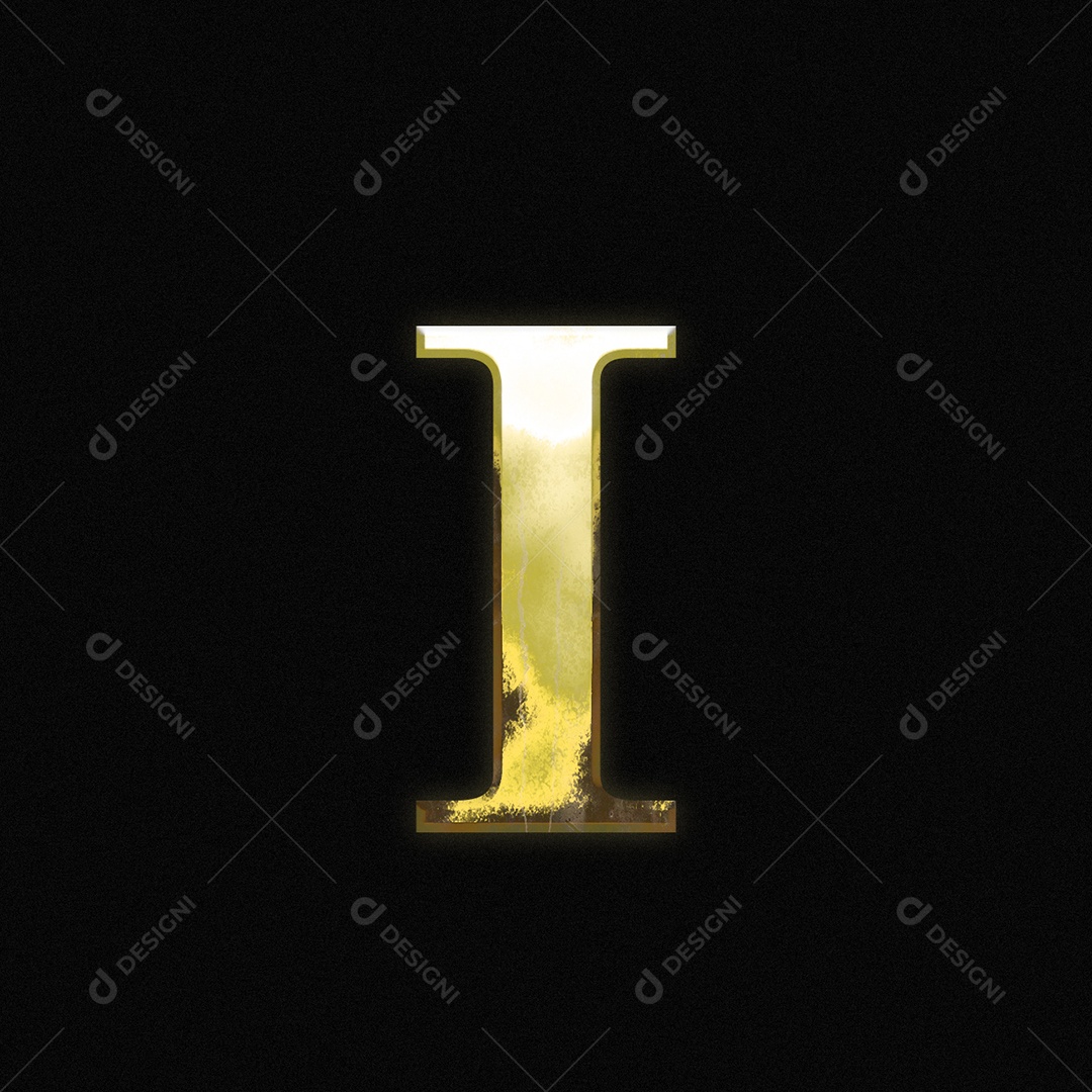 Efeito De Texto Letra I Fonte Ouro Maiúscula Do Alfabeto PSD Editável
