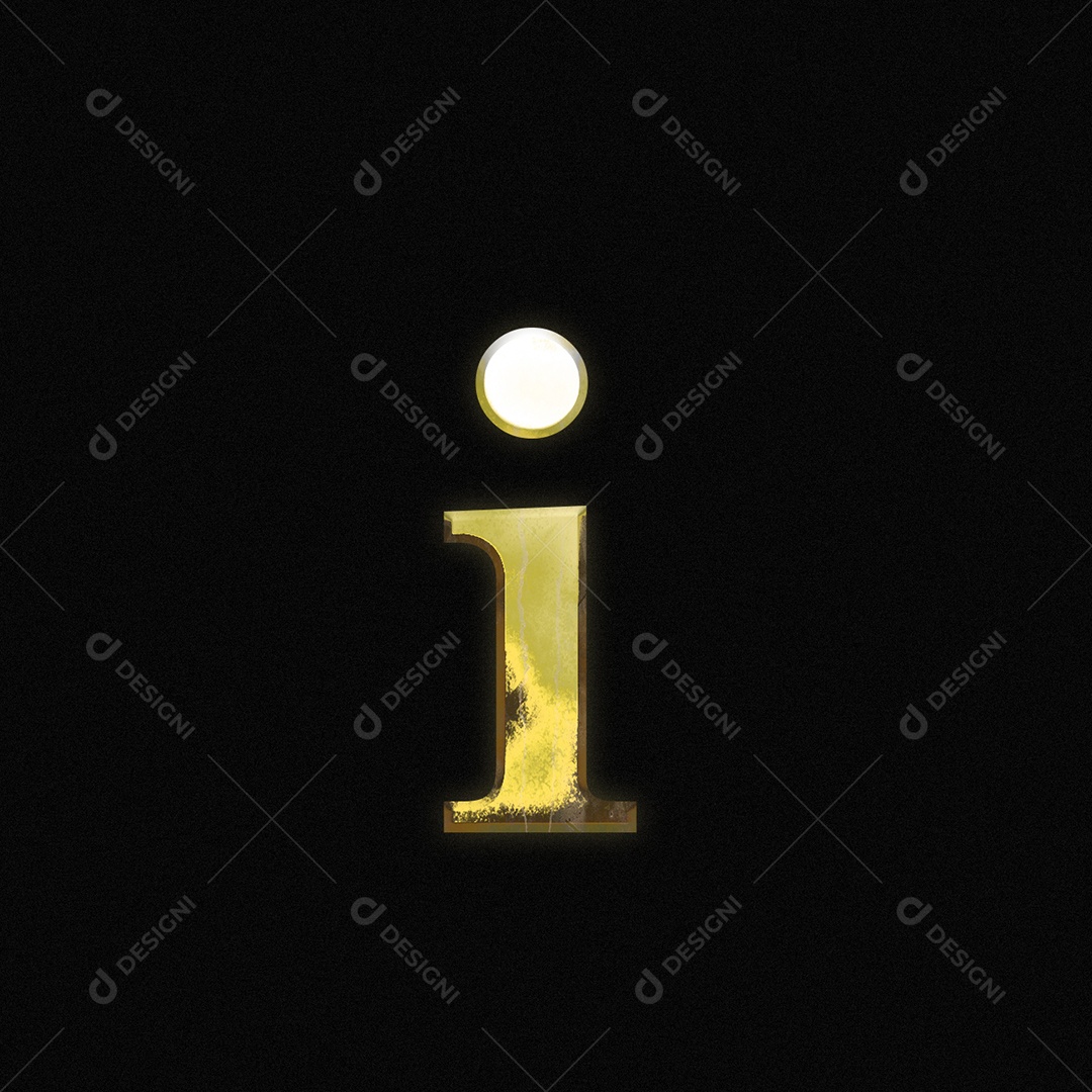 Efeito De Texto Letra i Fonte De Ouro Minúsculo Do Alfabeto PSD Editável