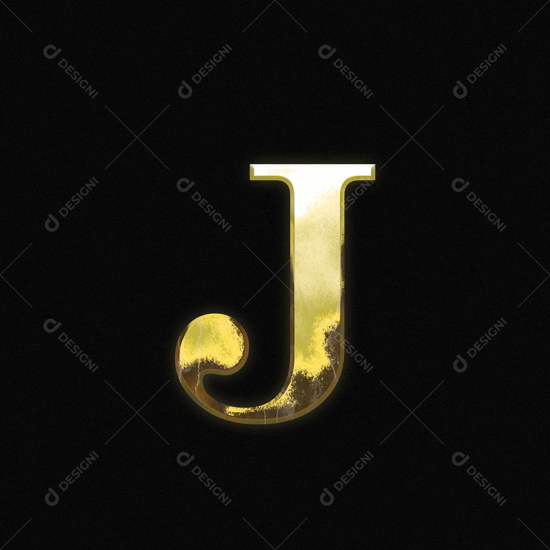 Efeito De Texto Letra J Fonte Ouro Maiúscula Do Alfabeto PSD Editável
