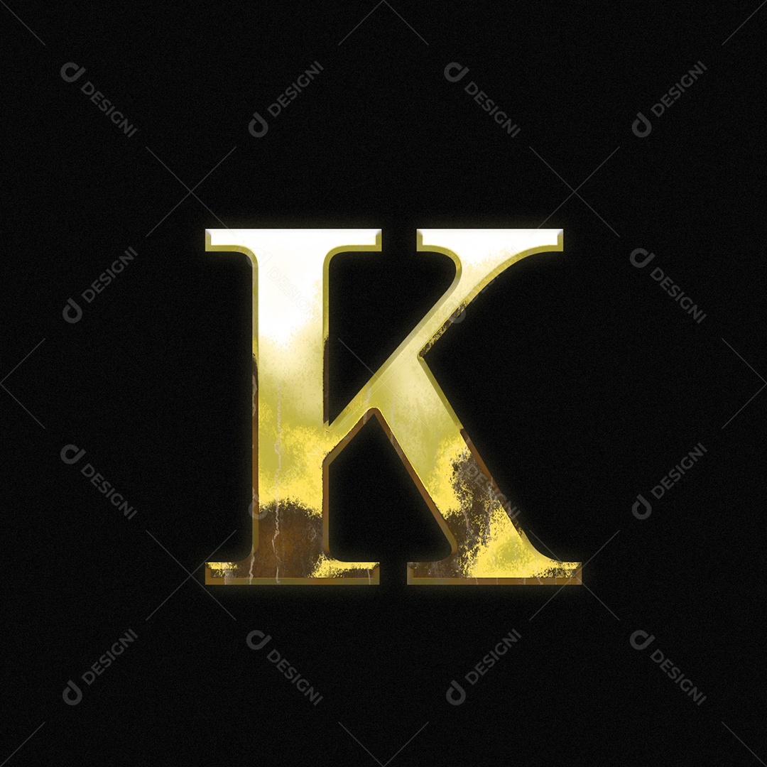 Efeito De Texto Letra K Fonte Ouro Maiúscula Do Alfabeto PSD Editável