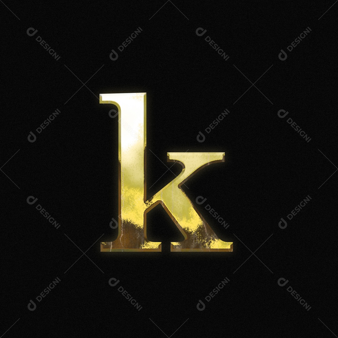 Efeito De Texto Letra k Fonte De Ouro Minúsculo Do Alfabeto PSD Editável