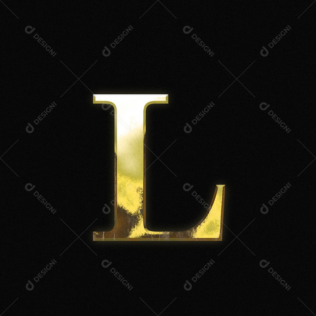 Efeito De Texto Letra L Fonte Ouro Maiúscula Do Alfabeto PSD Editável