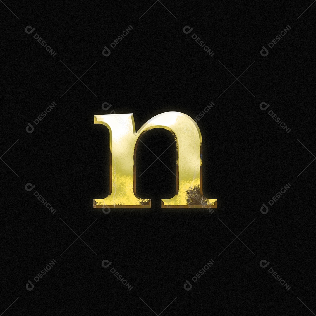 Efeito De Texto Letra n Fonte De Ouro Minúsculo Do Alfabeto PSD Editável